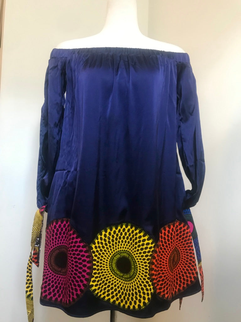 SATIN OPEN-SLEEVE MINI DRESS
