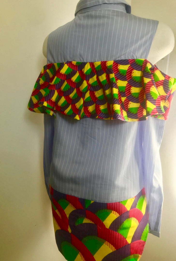 COLD SHOULDER DRESS SHIRT
