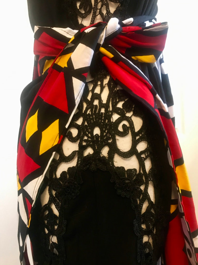 EMBROIDERED CROCHET MAXI MAKEDA DRESS