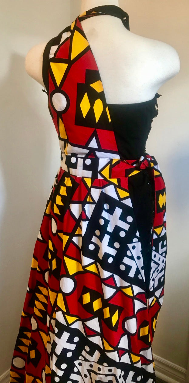 EMBROIDERED CROCHET MAXI MAKEDA DRESS