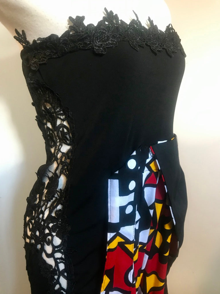 EMBROIDERED CROCHET MAXI MAKEDA DRESS
