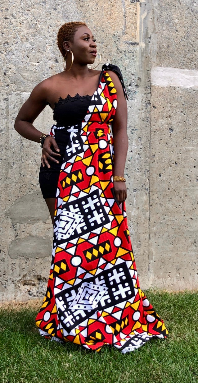 EMBROIDERED CROCHET MAXI MAKEDA DRESS