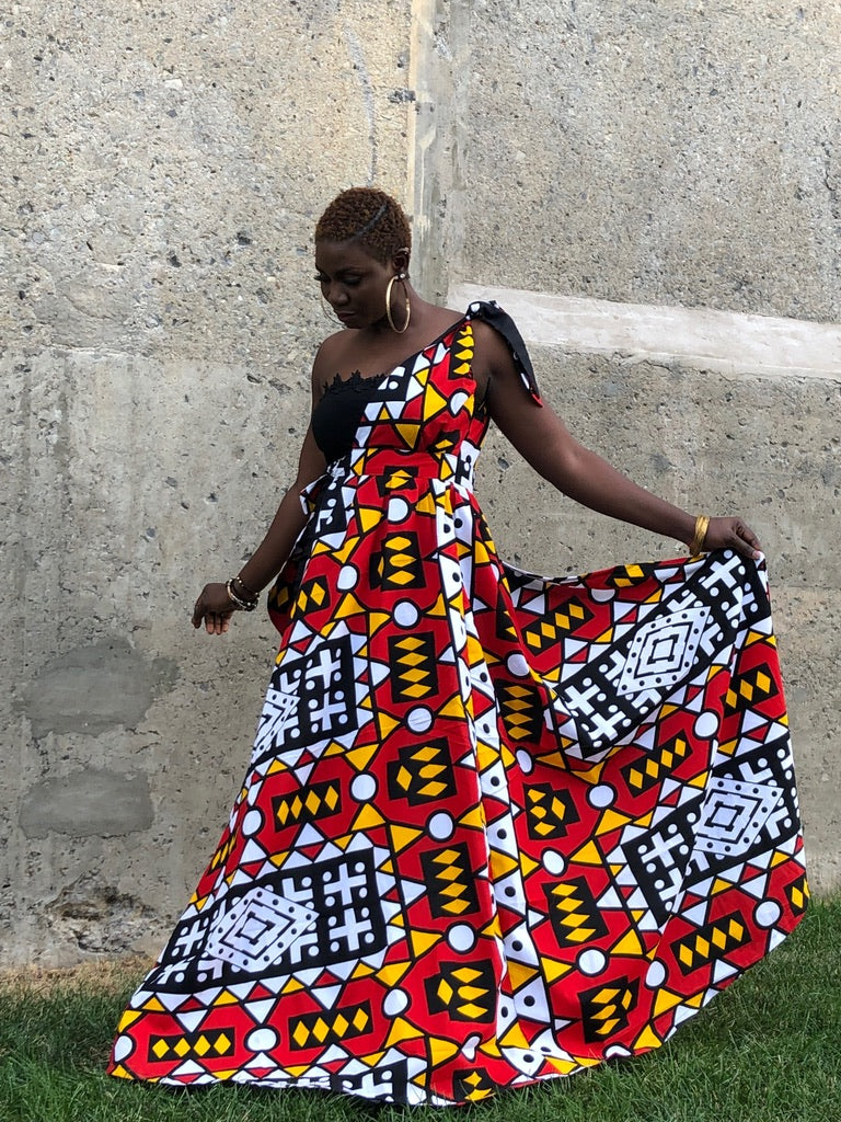 EMBROIDERED CROCHET MAXI MAKEDA DRESS