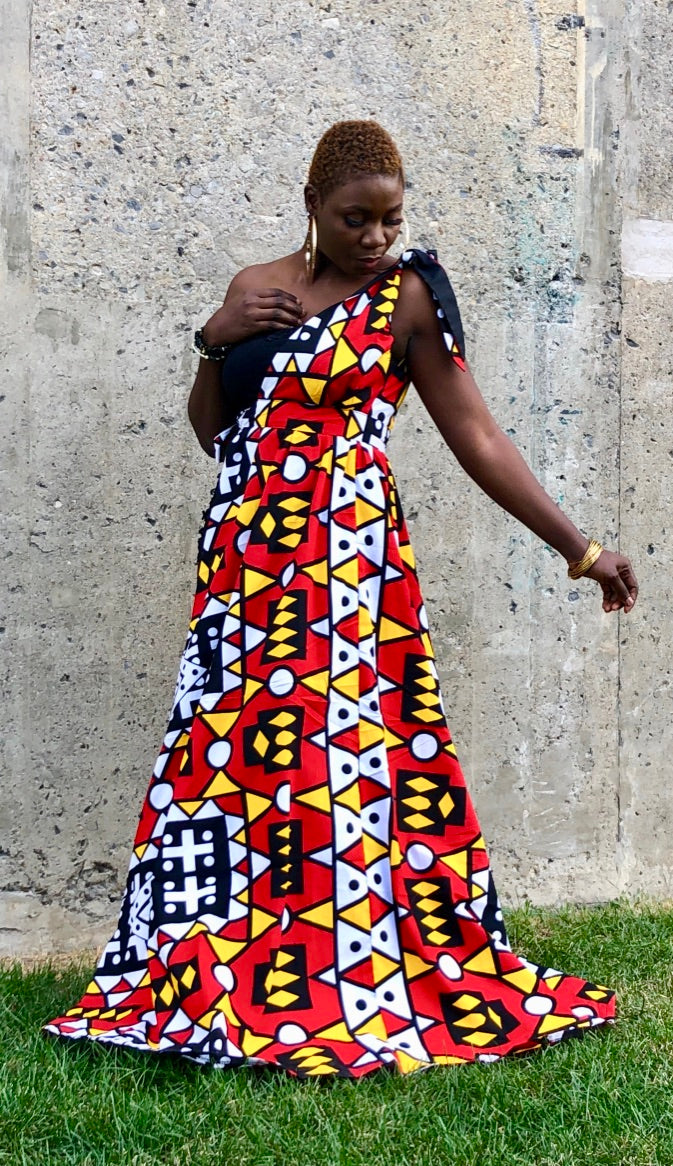 EMBROIDERED CROCHET MAXI MAKEDA DRESS