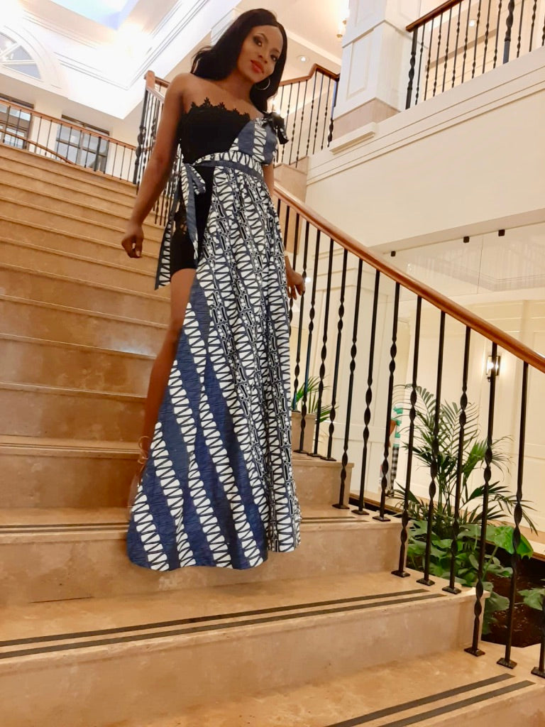 EMBROIDERED CROCHET MAXI MAKEDA DRESS