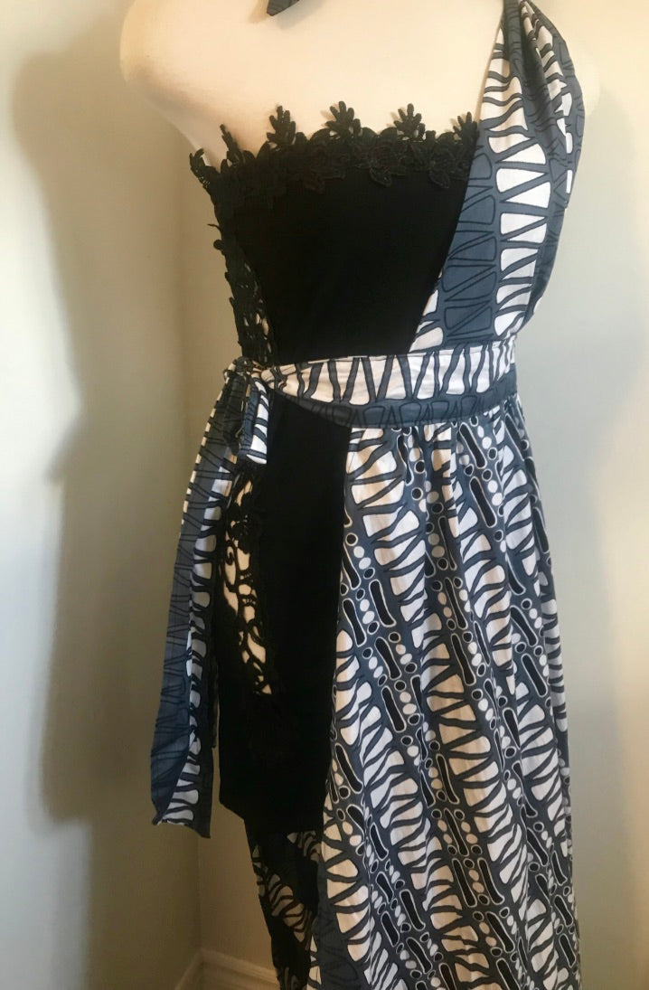 EMBROIDERED CROCHET MAXI MAKEDA DRESS