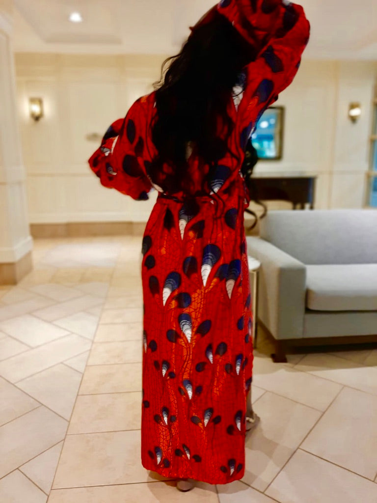 SATIN BUBBLE-SLEEVES KIMONO