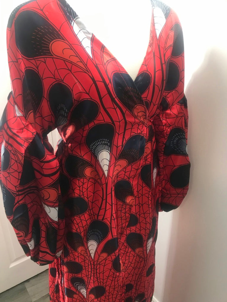 SATIN BUBBLE-SLEEVES KIMONO