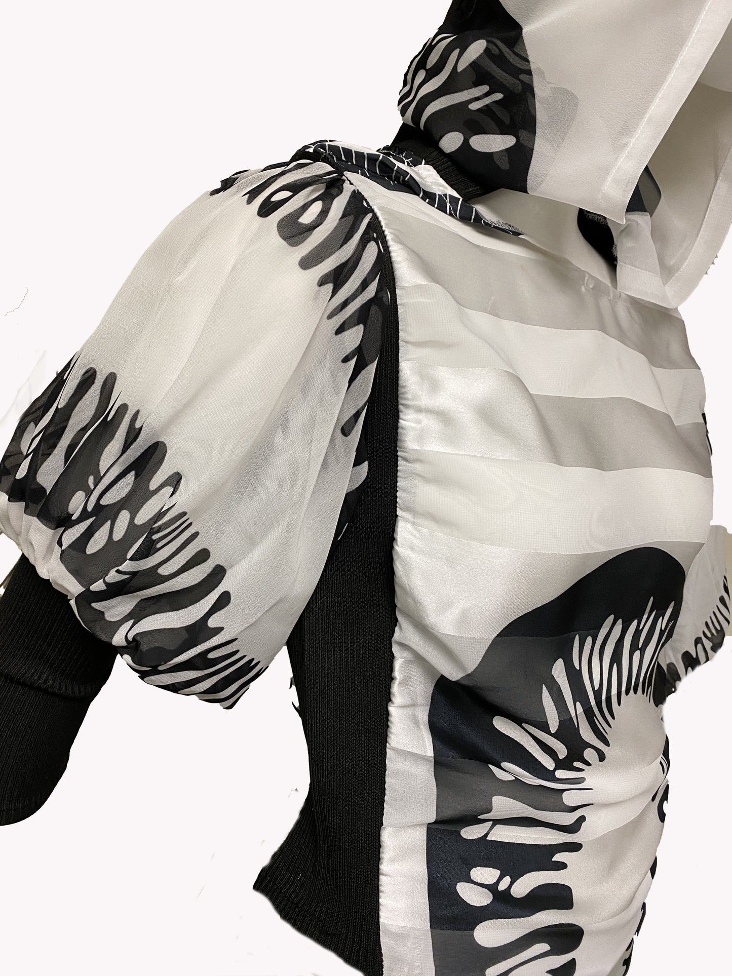 OPEN SIDED HOODED STRIPED DRESS TOP