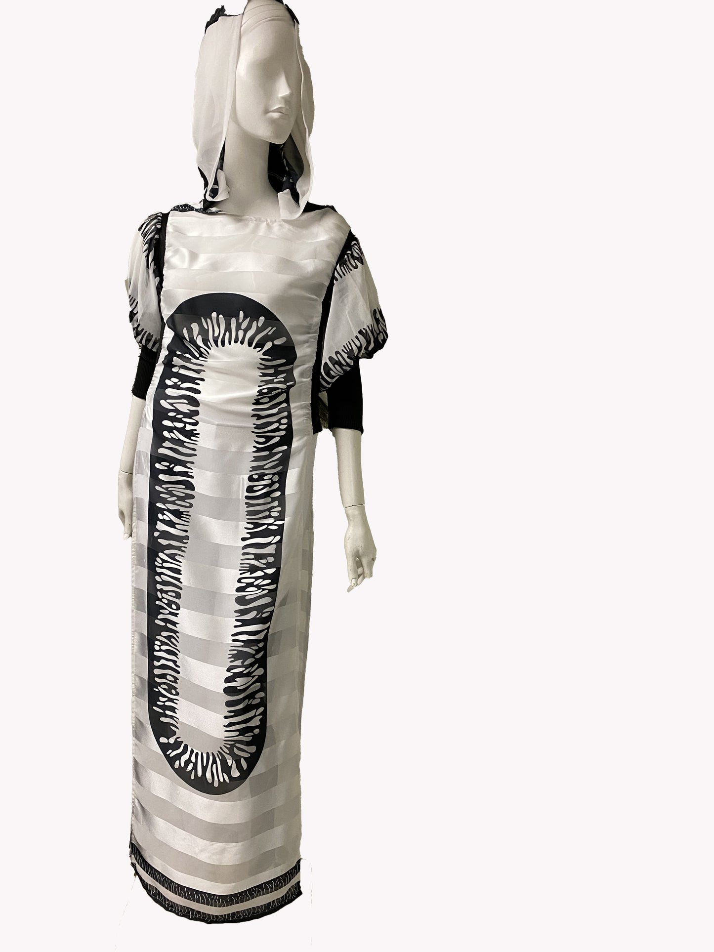 OPEN SIDED HOODED STRIPED DRESS TOP