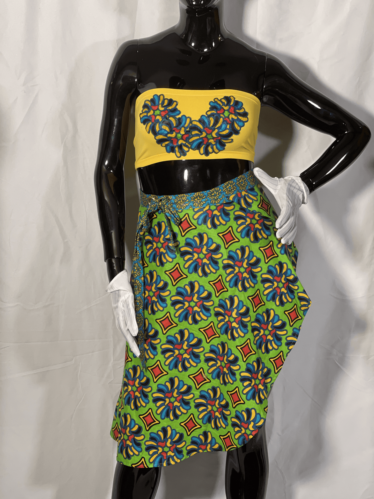 Floral Print Bandeau And Wrap Skirt