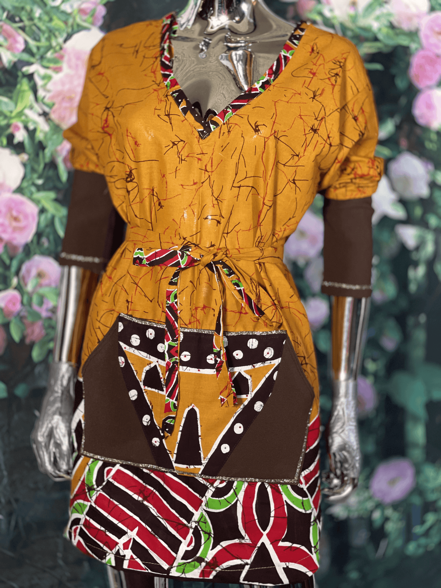 Batic Midi Dress Front Pocket