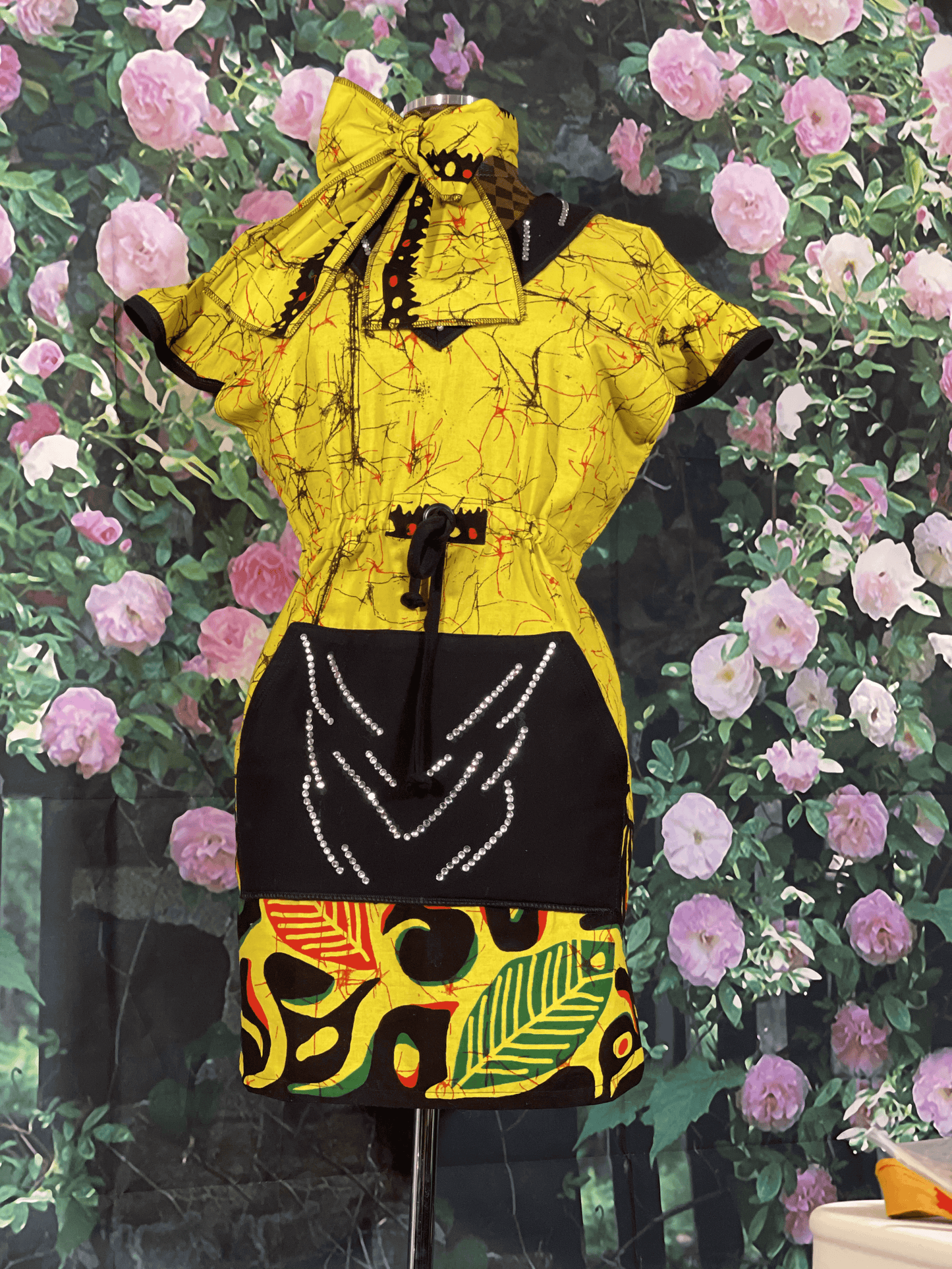 Batic Stoned Midi Dress Front Pocket