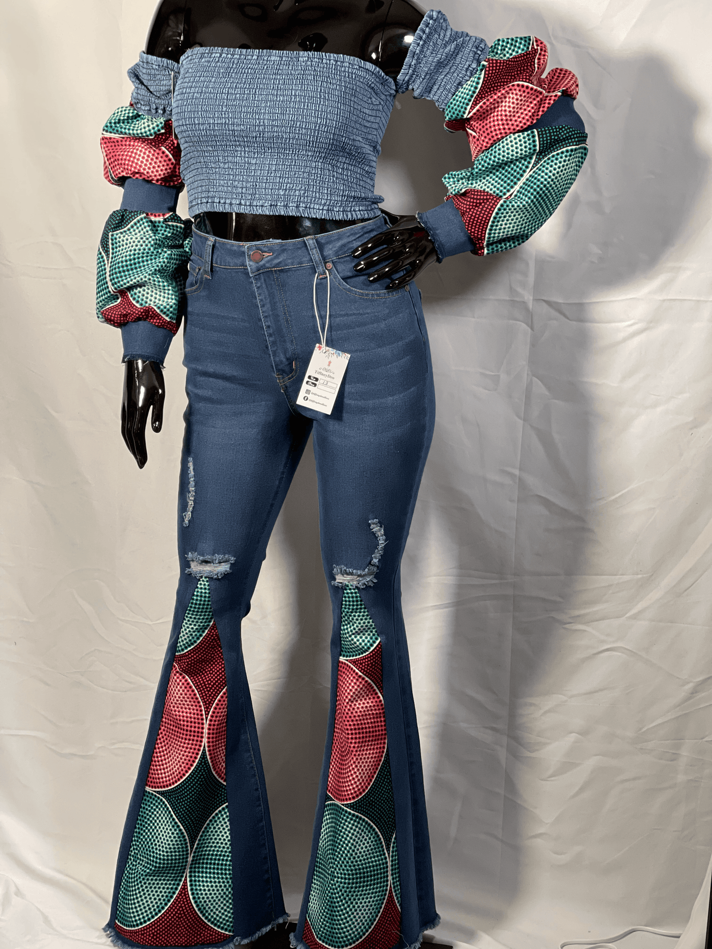 Not So Common Ripped Bell Bottom Jeans Set