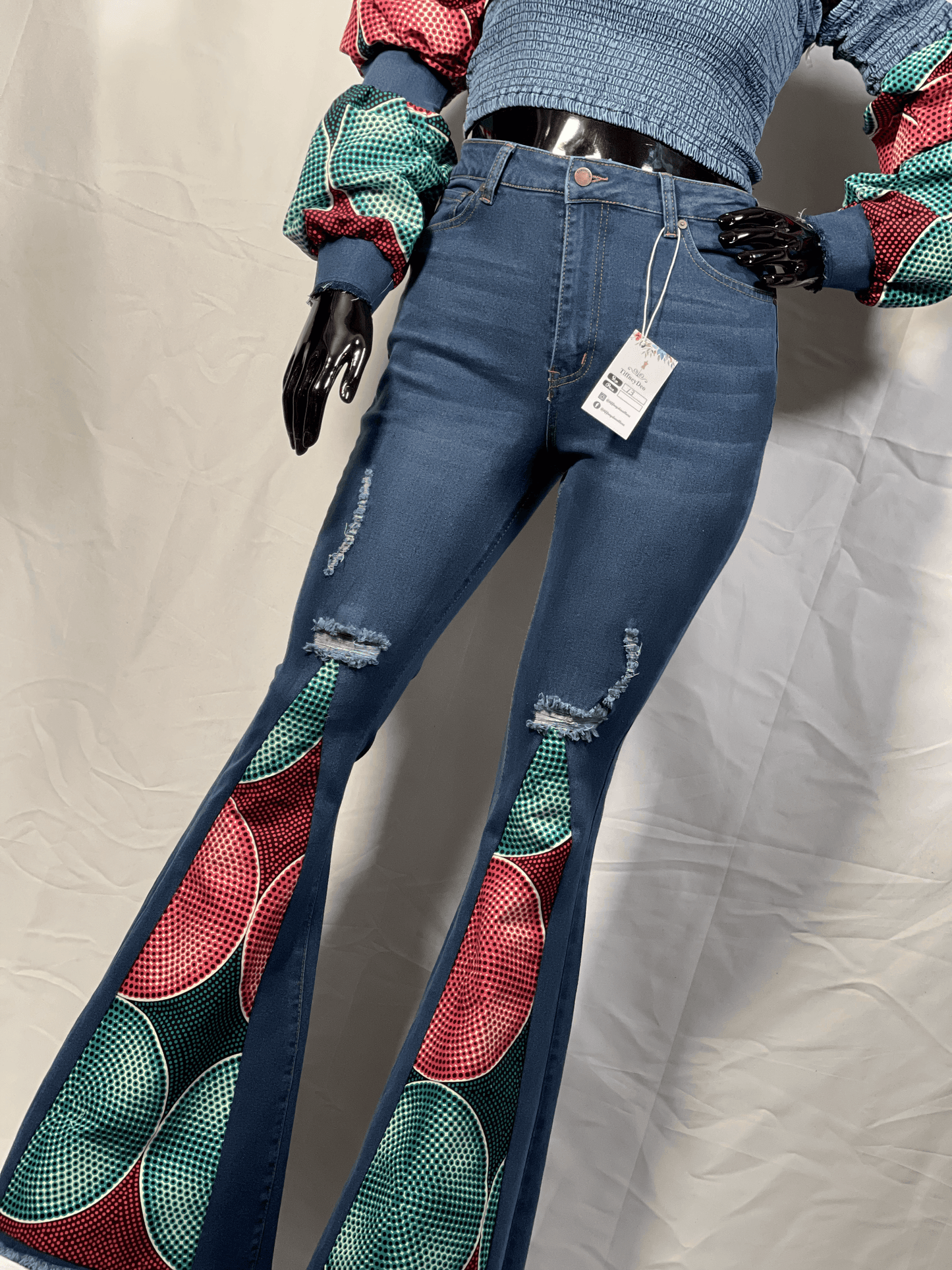 Not So Common Ripped Bell Bottom Jeans Set