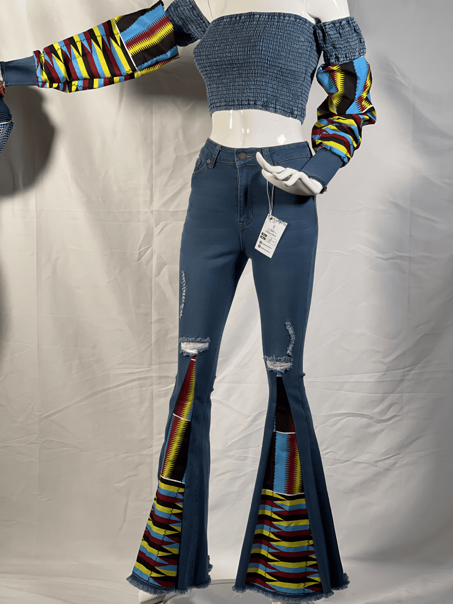 Not So Common Ripped Bell Bottom Jeans Set