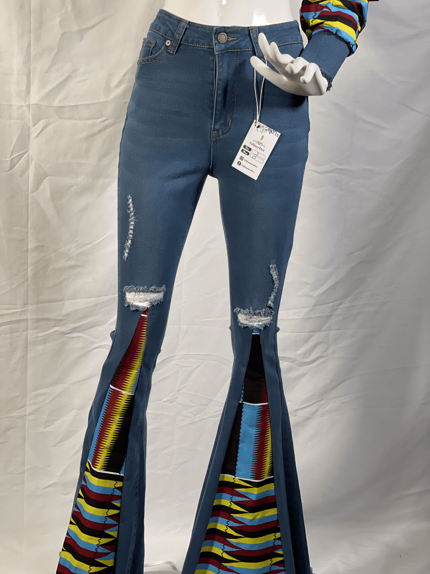 Not So Common Ripped Bell Bottom Jeans Set