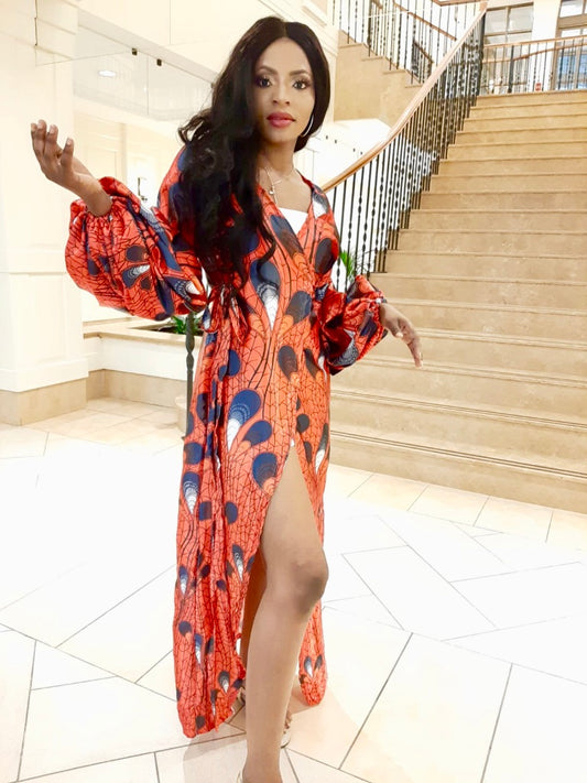 SATIN BUBBLE-SLEEVES KIMONO