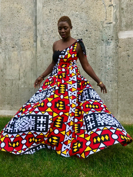 EMBROIDERED CROCHET MAXI MAKEDA DRESS