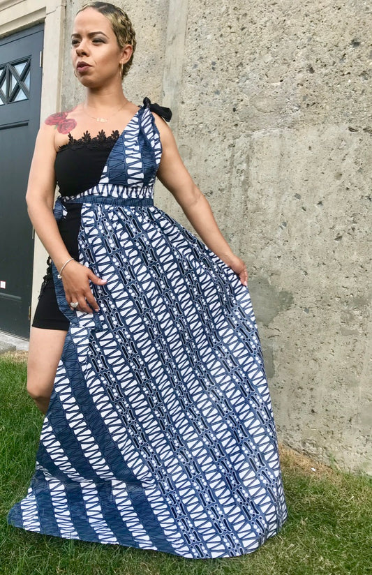 EMBROIDERED CROCHET MAXI MAKEDA DRESS