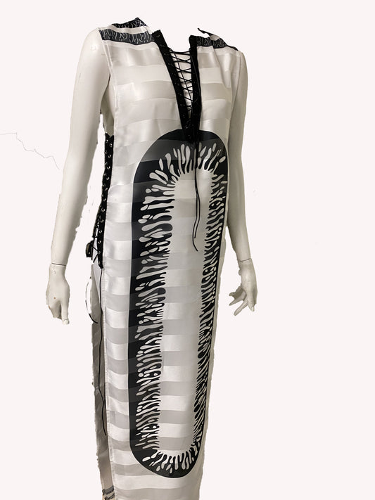OPEN SIDED STRIPED DRESS TOP