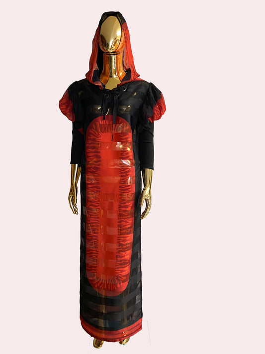 OPEN SIDED HOODED STRIPED DRESSTOP