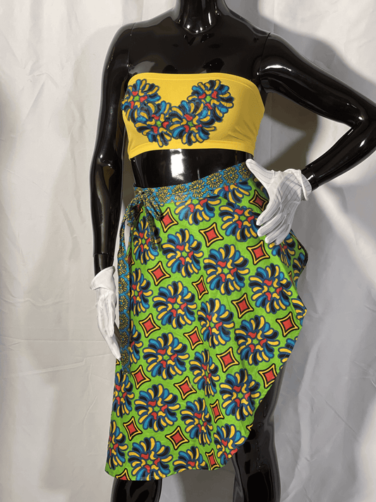 Floral Print Bandeau And Wrap Skirt