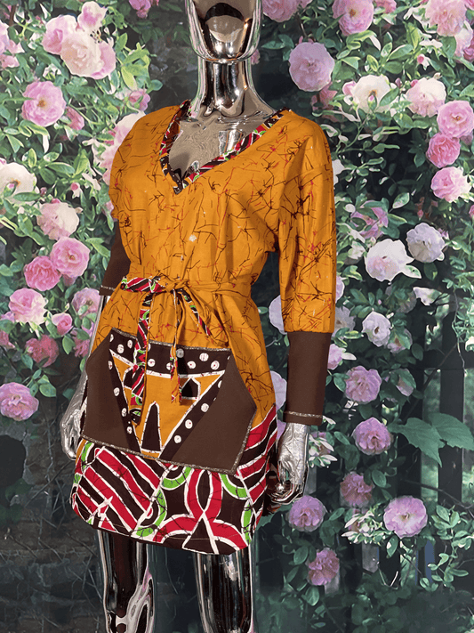 Batic Midi Dress Front Pocket