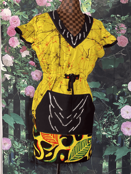 Batic Stoned Midi Dress Front Pocket