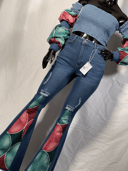 Not So Common Ripped Bell Bottom Jeans Set